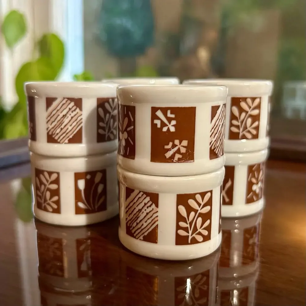 Vintage Town and Country Linen Corp Floral Porcelain Napkin Rings Set of 8